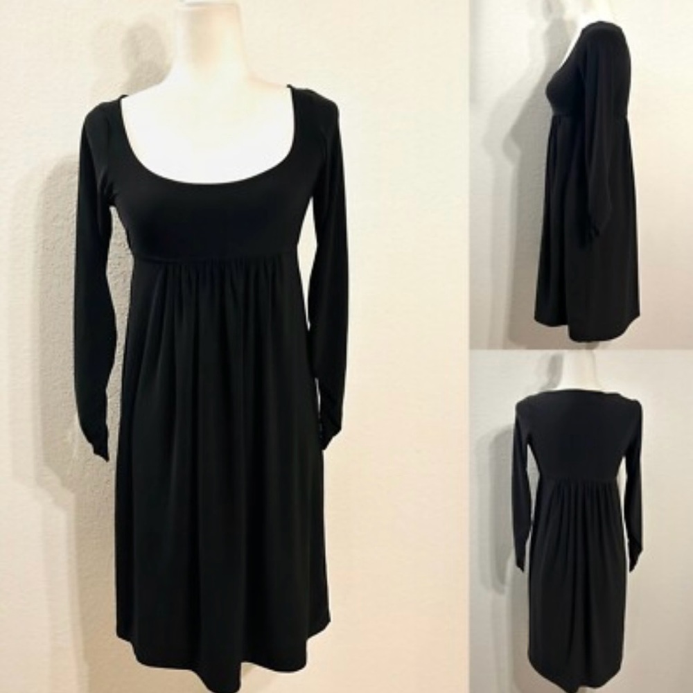 Normal Kamali Scoop Neck Empire Waist Jersey Ruched Long Sleeve Dress Sz XL - Picture 5 of 8